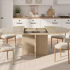 Table à manger extensible élégante, se transforme de ronde à ovale (43,3-59), peut accueillir confortablement 4 à 8 personnes
