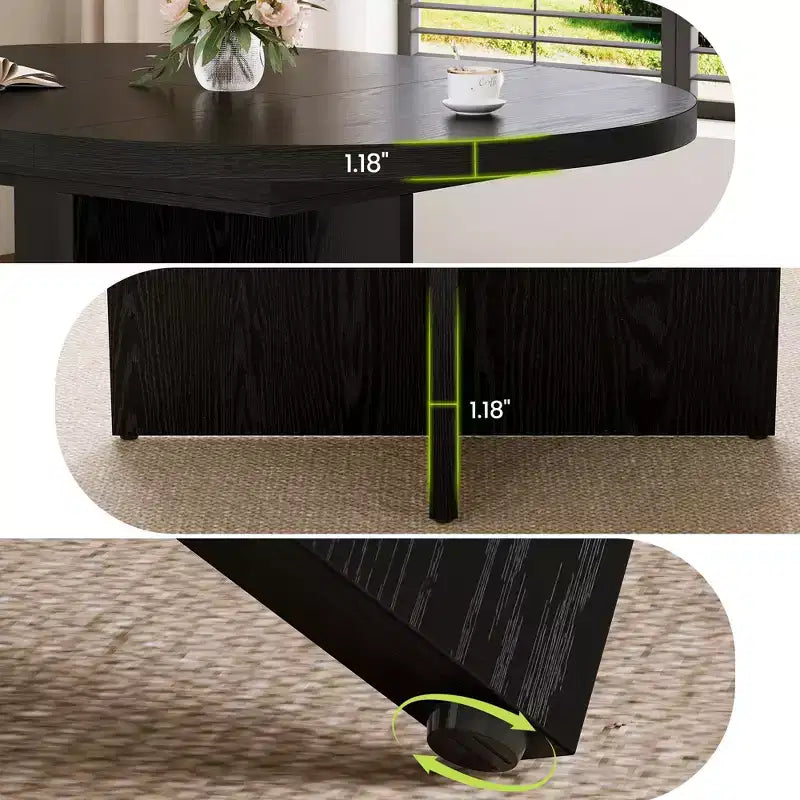 Table à manger extensible élégante, se transforme de ronde à ovale (43,3-59), peut accueillir confortablement 4 à 8 personnes