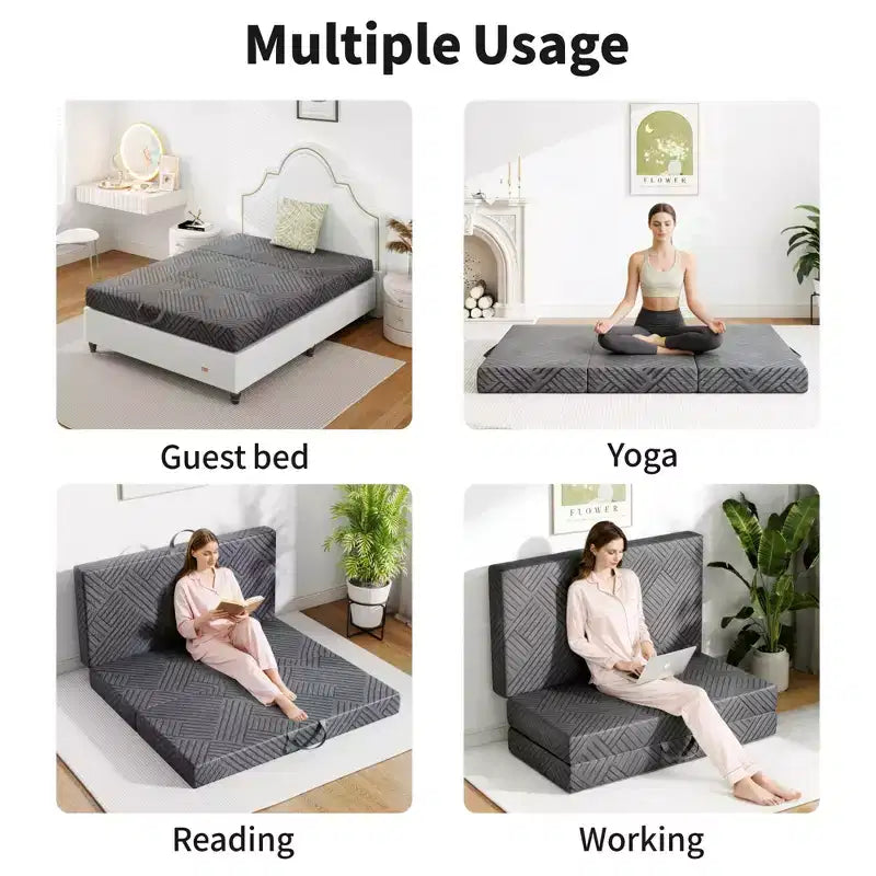 Matelas pliant en mousse à mémoire de forme Dyonery Certifié CertiPUR-US, polyvalent et lavable en machine