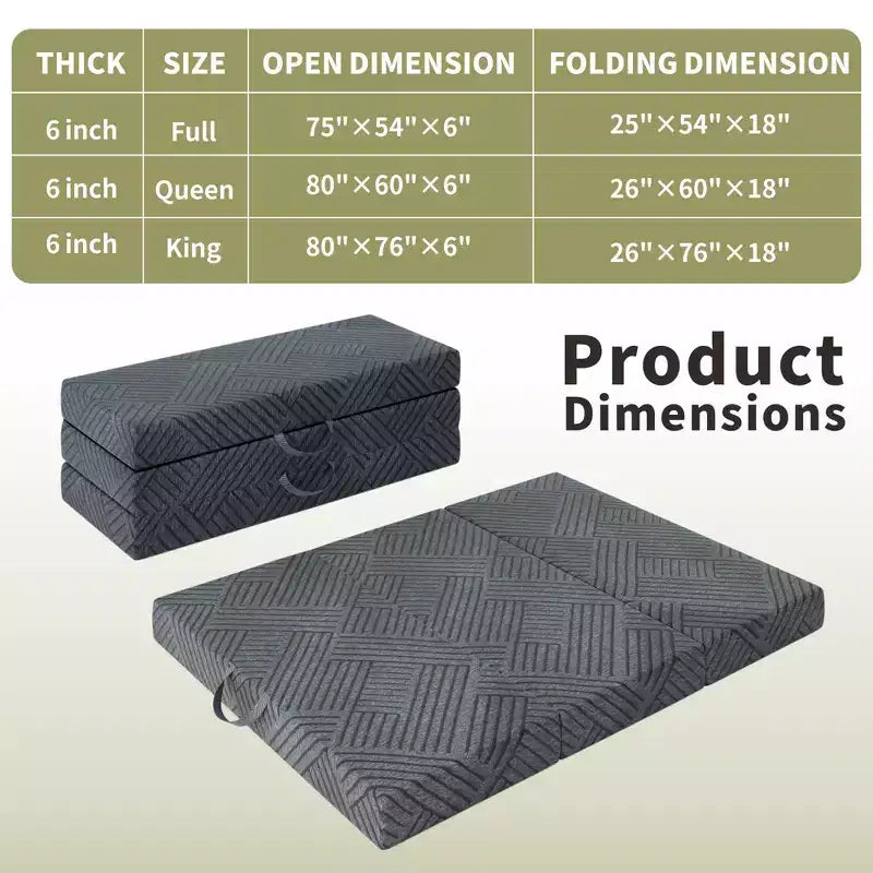 Matelas pliant en mousse à mémoire de forme Dyonery Certifié CertiPUR-US, polyvalent et lavable en machine