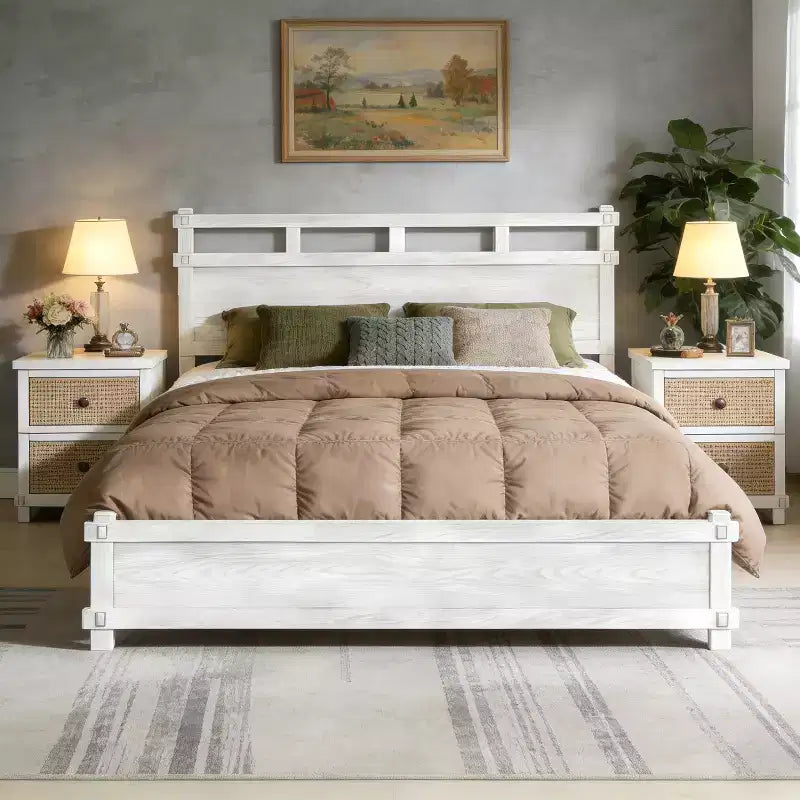 Christopher Knight Home Zelmira Farmhouse Rubberwood Grain Clearance Bed Frame