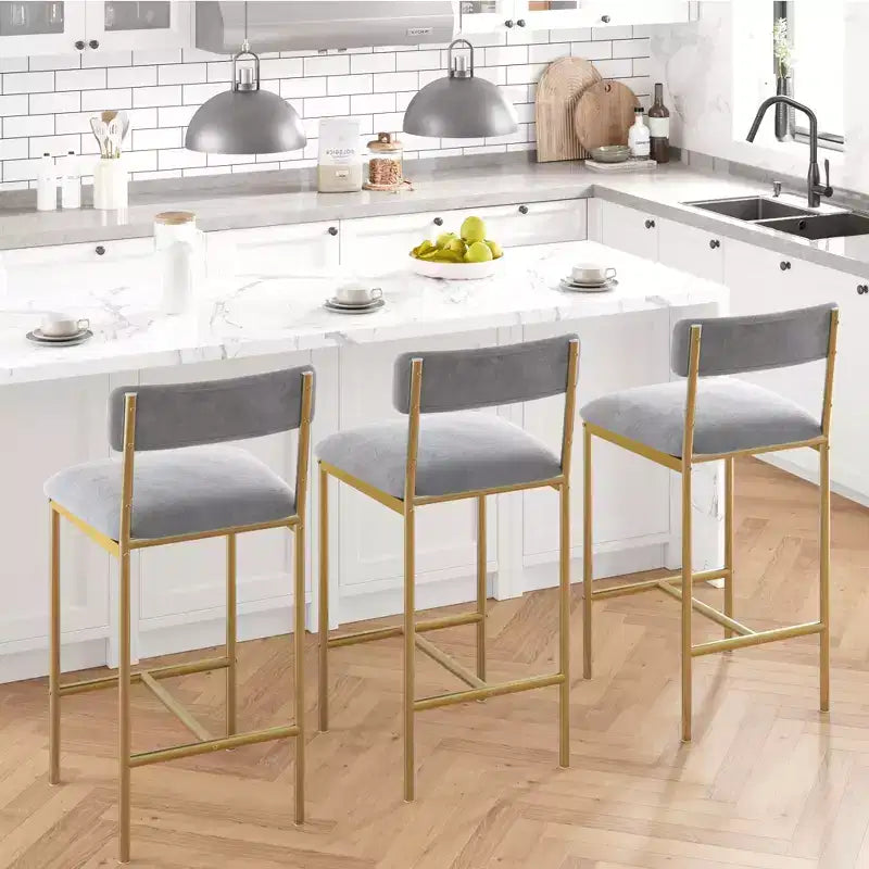 Lot de 4 tabourets de bar modernes – Tabourets de comptoir confortables avec dossier et repose-pieds, siège extra-large, pour îlots de cuisine et salles à manger, montage facile