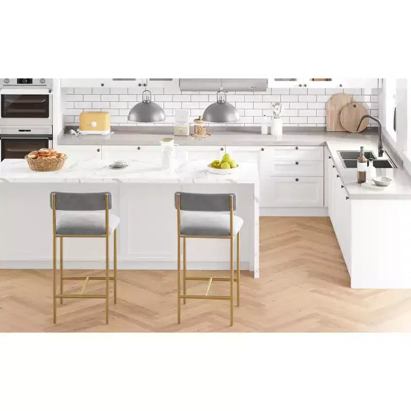 Lot de 4 tabourets de bar modernes – Tabourets de comptoir confortables avec dossier et repose-pieds, siège extra-large, pour îlots de cuisine et salles à manger, montage facile