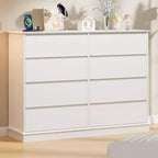 Commode à 8 tiroirs pour chambre à coucher, commode spacieuse avec rangement profond, commode double horizontale en bois avec grand plateau pour salon