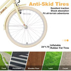 NAYSAYE Vélo de ville hybride pour filles de 24 pouces, pour les 7-10 ans et plus, avec panier en osier et porte-bagages arrière, vélos pour enfants