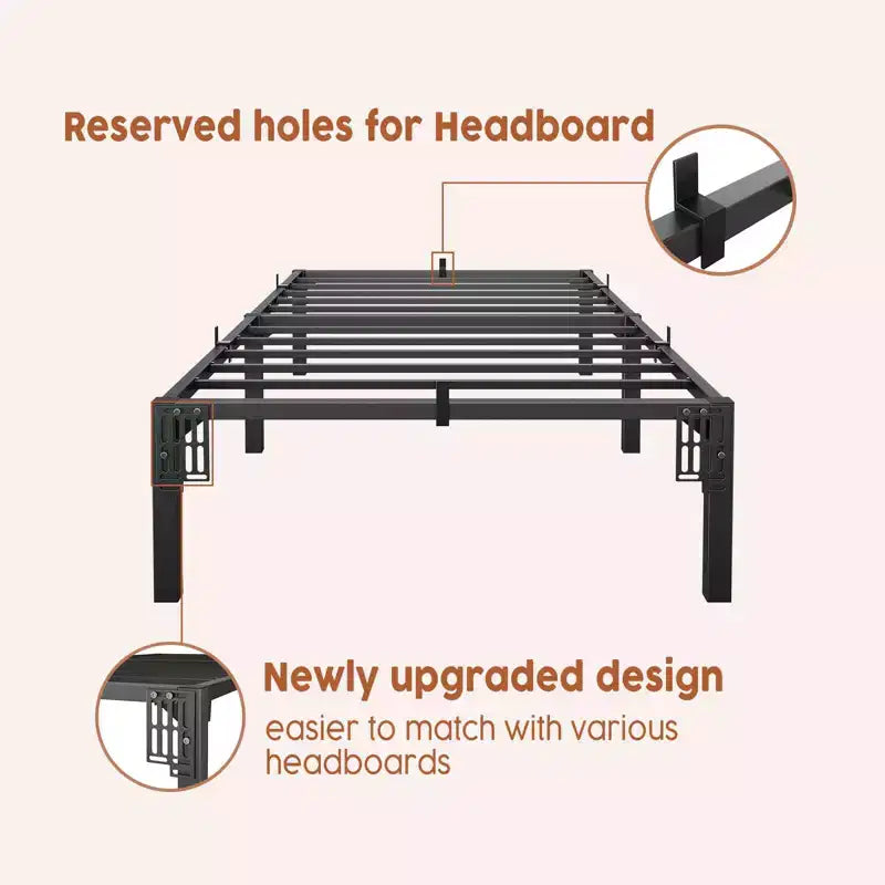 Cadre de lit en métal COZONY double/grand lit/très grand lit, plateforme de 40,6 cm de haut, capacité de 362,9 kg, sans sommier à ressorts