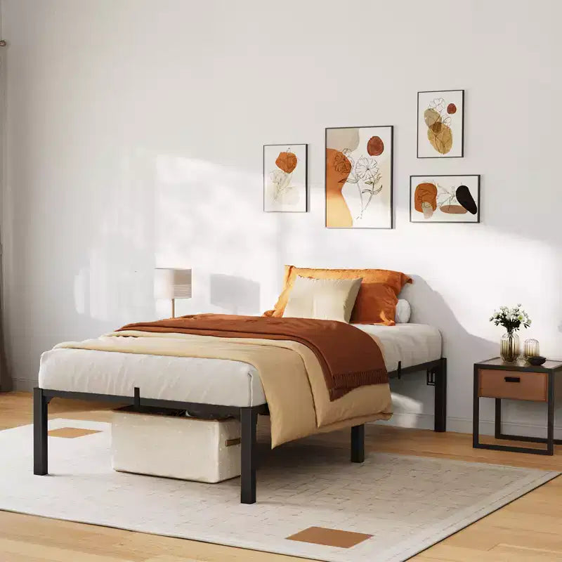 Cadre de lit en métal COZONY double/grand lit/très grand lit, plateforme de 40,6 cm de haut, capacité de 362,9 kg, sans sommier à ressorts