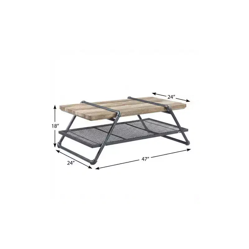 Table basse traîneau avec étagère HomeRoots 47 en métal naturel et gris