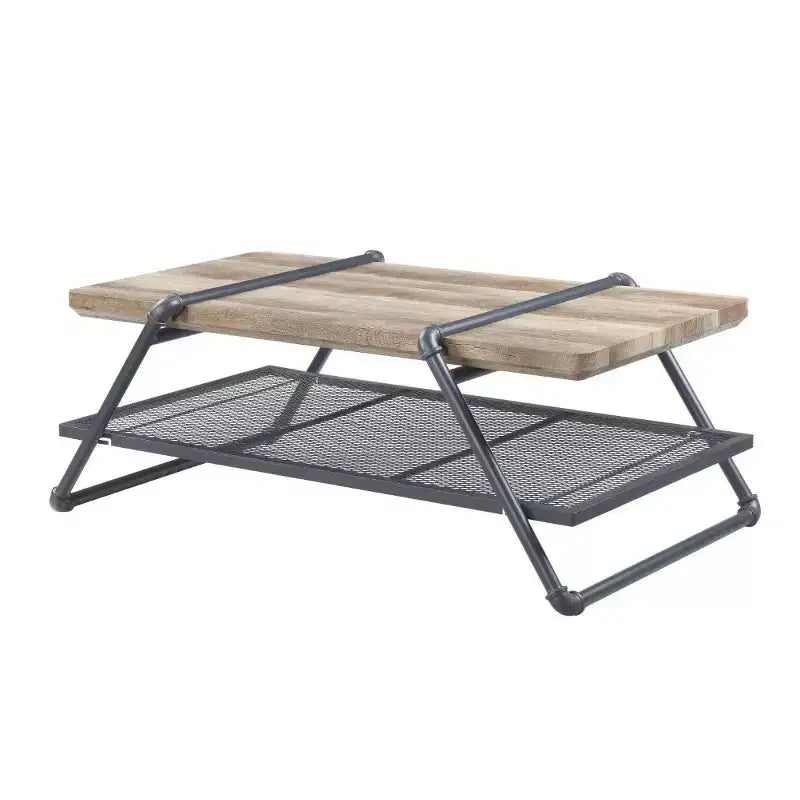 Table basse traîneau avec étagère HomeRoots 47 en métal naturel et gris