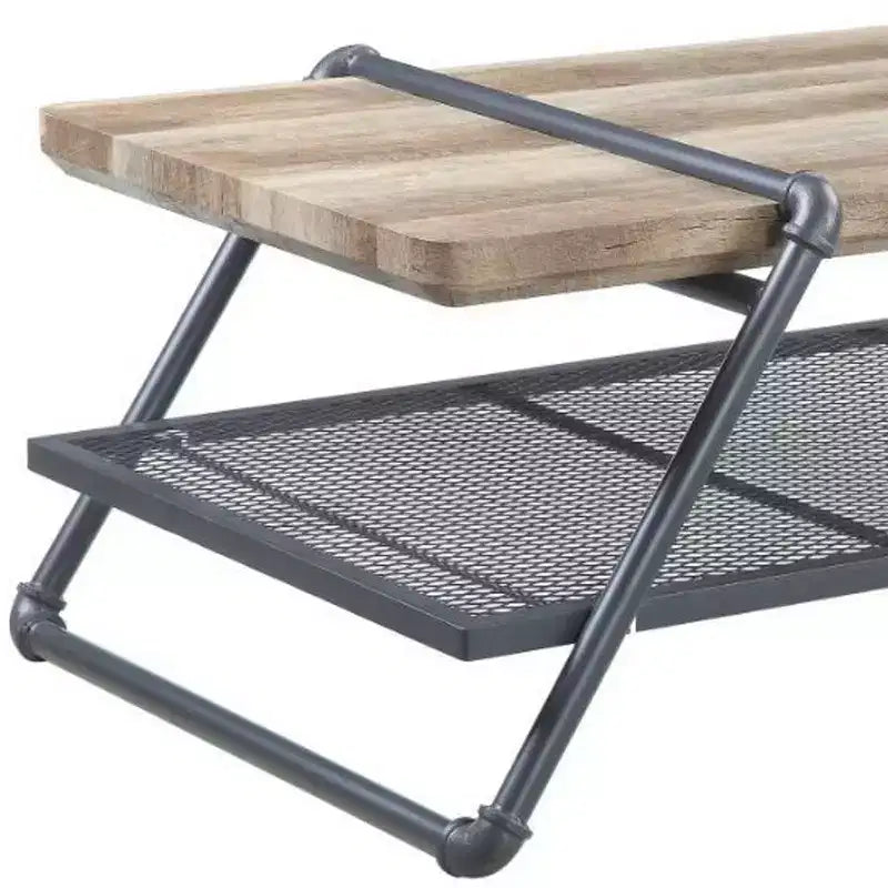 Table basse traîneau avec étagère HomeRoots 47 en métal naturel et gris