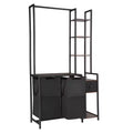 VEVOR 3 Tiers Laundry Sorter with Rack, Tall Laundry Hamper with Shelves and Drawers, 2 Section Freestanding Hanging Rack Storage, Black