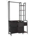 VEVOR 3 Tiers Laundry Sorter with Rack, Tall Laundry Hamper with Shelves and Drawers, 2 Section Freestanding Hanging Rack Storage, Black