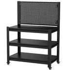 VIYET 18 Étagère de Rangement Métallique Robuste avec Panneau Perforé - Étagère de Garage Réglable à 3 Niveaux et Étagère Utilitaire Industrielle pour Cuisine, Garde-Manger et Jardin