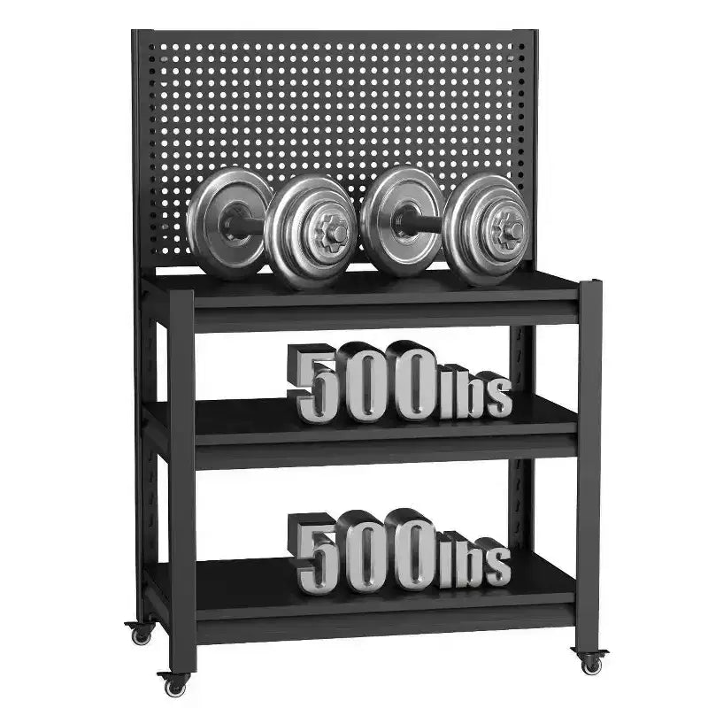 VIYET 18 Étagère de Rangement Métallique Robuste avec Panneau Perforé - Étagère de Garage Réglable à 3 Niveaux et Étagère Utilitaire Industrielle pour Cuisine, Garde-Manger et Jardin