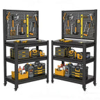 VIYET 18 Étagère de Rangement Métallique Robuste avec Panneau Perforé - Étagère de Garage Réglable à 3 Niveaux et Étagère Utilitaire Industrielle pour Cuisine, Garde-Manger et Jardin