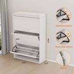 COZONY Armoire à chaussures haute de 46 po avec 3 tiroirs basculants Meuble de rangement à chaussures en bois avec étagère réglable pour entrée, couloir, salon
