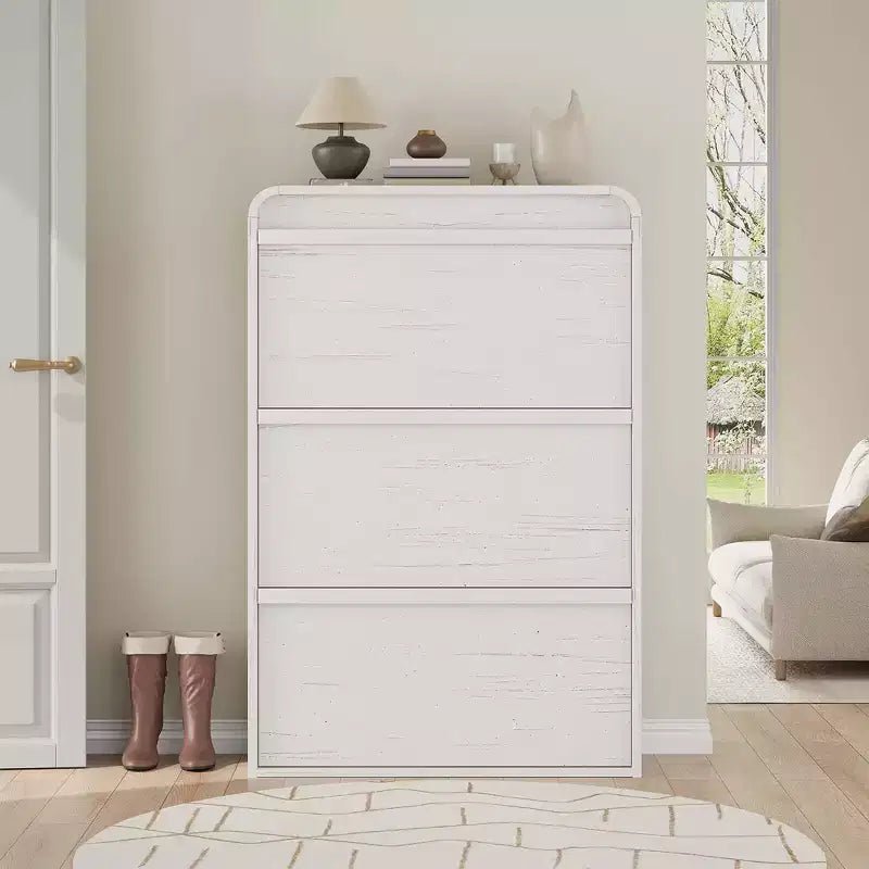 COZONY Armoire à chaussures haute de 46 po avec 3 tiroirs basculants Meuble de rangement à chaussures en bois avec étagère réglable pour entrée, couloir, salon
