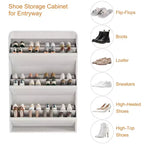 COZONY Armoire à chaussures haute de 46 po avec 3 tiroirs basculants Meuble de rangement à chaussures en bois avec étagère réglable pour entrée, couloir, salon