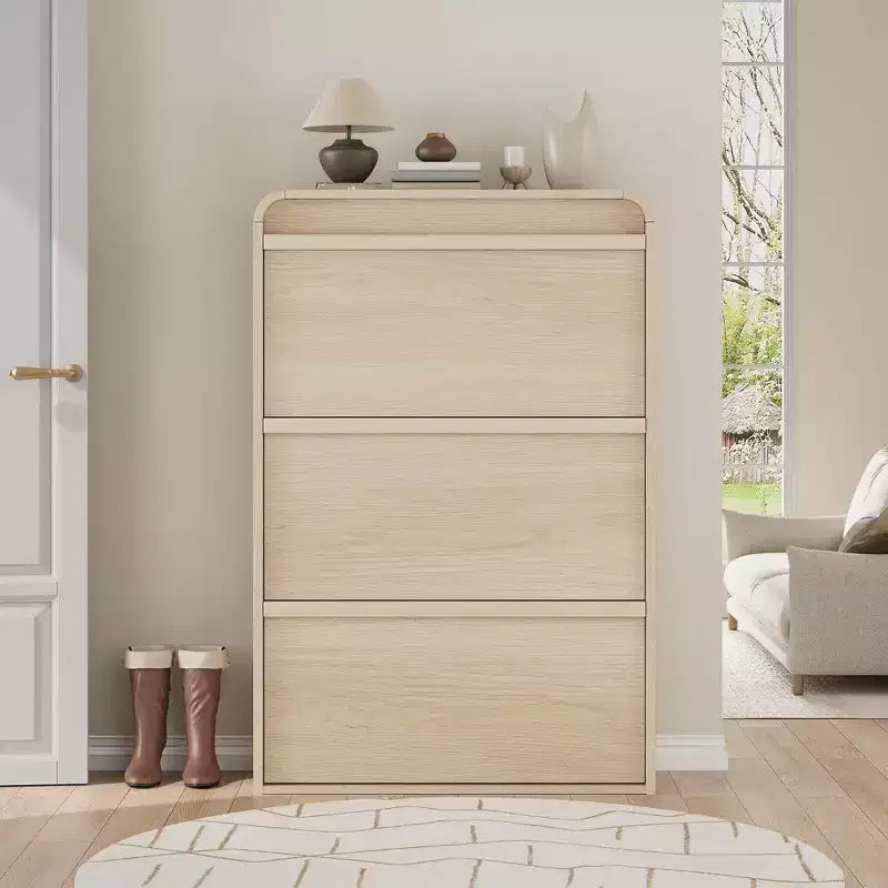 COZONY Armoire à chaussures haute de 46 po avec 3 tiroirs basculants Meuble de rangement à chaussures en bois avec étagère réglable pour entrée, couloir, salon