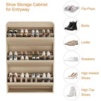 COZONY Armoire à chaussures haute de 46 po avec 3 tiroirs basculants Meuble de rangement à chaussures en bois avec étagère réglable pour entrée, couloir, salon