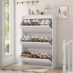 COZONY Armoire à chaussures haute de 46 po avec 3 tiroirs basculants Meuble de rangement à chaussures en bois avec étagère réglable pour entrée, couloir, salon