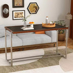 Table Basse Relevable Luck Live 50 Transformable en Bureau, Piétement Acier Inoxydable, Plateau Bicolore Pour Salon