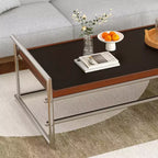 Table Basse Relevable Luck Live 50 Transformable en Bureau, Piétement Acier Inoxydable, Plateau Bicolore Pour Salon