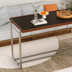 Table Basse Relevable Luck Live 50 Transformable en Bureau, Piétement Acier Inoxydable, Plateau Bicolore Pour Salon