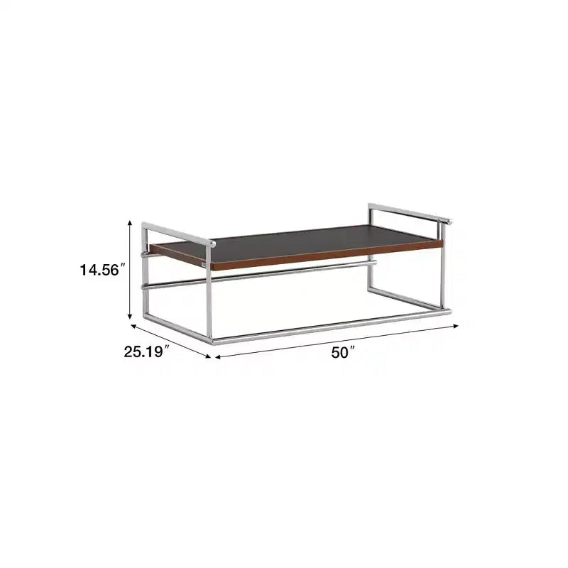Table Basse Relevable Luck Live 50 Transformable en Bureau, Piétement Acier Inoxydable, Plateau Bicolore Pour Salon