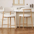 GDFStudio Tiphaine Mid-Century Modern Upholstered Metal Counter Stools (Set of 2)