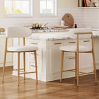 GDFStudio Tiphaine Tabourets de comptoir en métal rembourrés de style moderne du milieu du siècle (lot de 2)