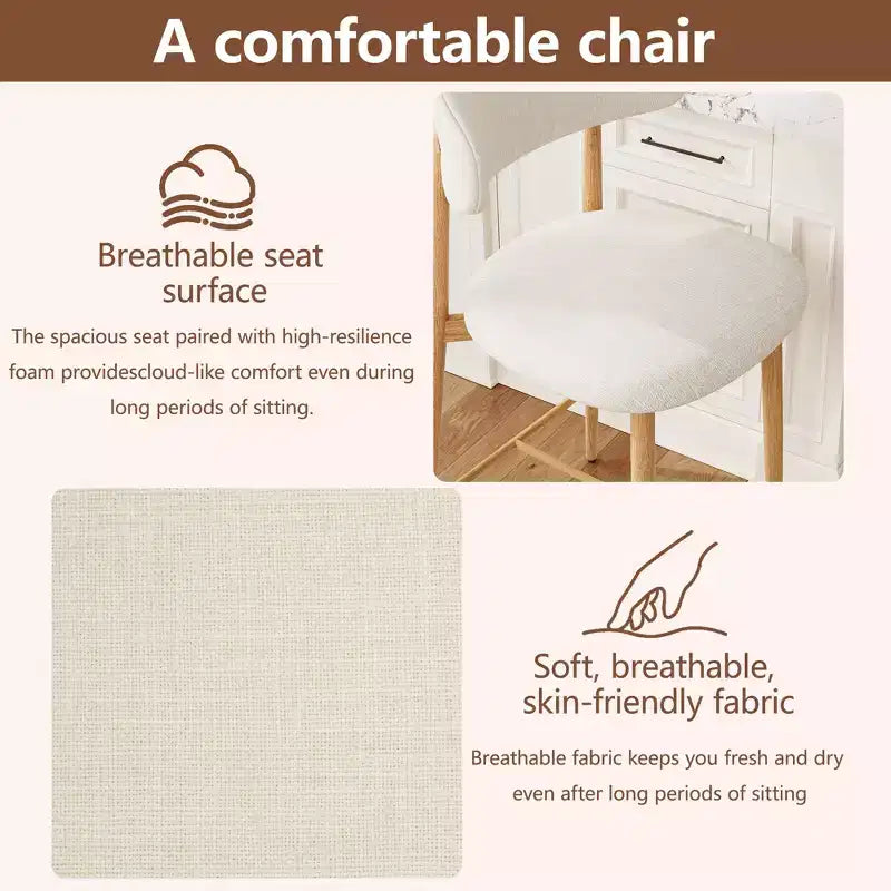 GDFStudio Tiphaine Tabourets de comptoir en métal rembourrés de style moderne du milieu du siècle (lot de 2)