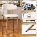 GDFStudio Tiphaine Tabourets de comptoir en métal rembourrés de style moderne du milieu du siècle (lot de 2)