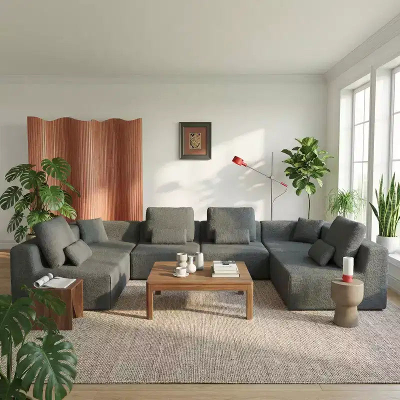 Fauteuil modulable sans accoudoirs FurnitureR avec assise profonde, fauteuil d'appoint rembourré pour salon, chambre ou canapé sectionnel