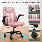 Chaise de bureau ergonomique Pinmoco avec coussin double couche, chaise de jeu avec roulettes et accoudoirs relevables, cuir PU