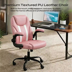 Chaise de bureau ergonomique Pinmoco avec coussin double couche, chaise de jeu avec roulettes et accoudoirs relevables, cuir PU