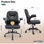 Chaise de bureau ergonomique Pinmoco avec coussin double couche, chaise de jeu avec roulettes et accoudoirs relevables, cuir PU