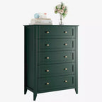 Commode haute en bois à 5 tiroirs, commode de chambre moderne avec tiroirs profonds et poignées métalliques pour chambre à coucher, entrée et couloir