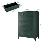 Commode haute en bois à 5 tiroirs, commode de chambre moderne avec tiroirs profonds et poignées métalliques pour chambre à coucher, entrée et couloir