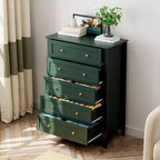 Commode haute en bois à 5 tiroirs, commode de chambre moderne avec tiroirs profonds et poignées métalliques pour chambre à coucher, entrée et couloir