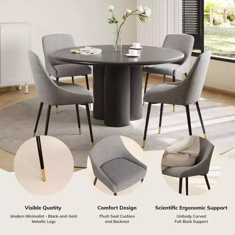 COLAMY Chaise de salle à manger moderne capitonnée Chaise d'appoint de cuisine avec pieds en métal pour la cuisine, la salle à manger ou le café