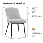 COLAMY Chaise de salle à manger moderne capitonnée Chaise d'appoint de cuisine avec pieds en métal pour la cuisine, la salle à manger ou le café