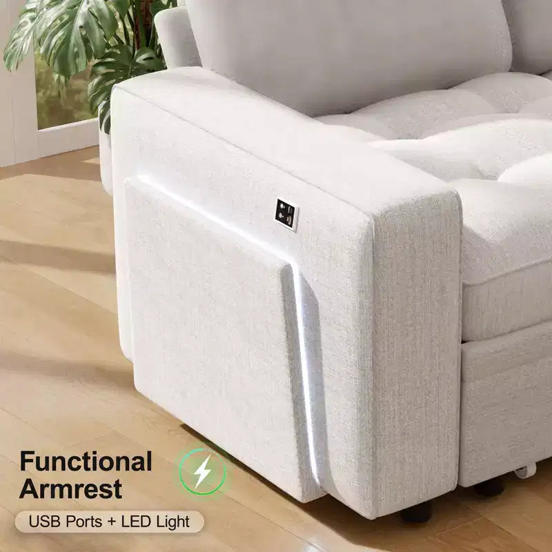 Canapé inclinable 7 places Dyonery, canapé modulable, table d'appoint avec rangement dissimulé, rechargeable
