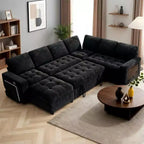 Canapé inclinable 7 places Dyonery, canapé modulable, table d'appoint avec rangement dissimulé, rechargeable