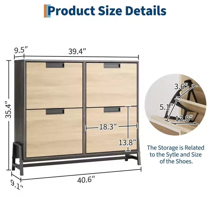 Meuble à chaussures étroit à 4 tiroirs basculants, rangement autoportant pour entrée avec étagères réglables et pieds en métal, organisateur fin pour couloir et salon