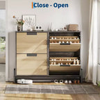 Meuble à chaussures étroit à 4 tiroirs basculants, rangement autoportant pour entrée avec étagères réglables et pieds en métal, organisateur fin pour couloir et salon