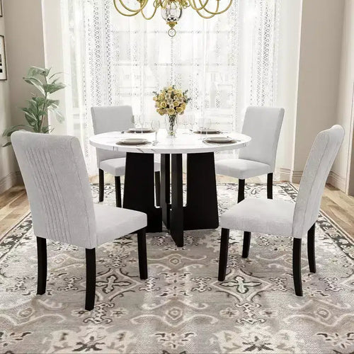 5-Piece Dining Table and Chairs Set with 43-Inch Table, for Dining Room, Kitchen, and Living Room