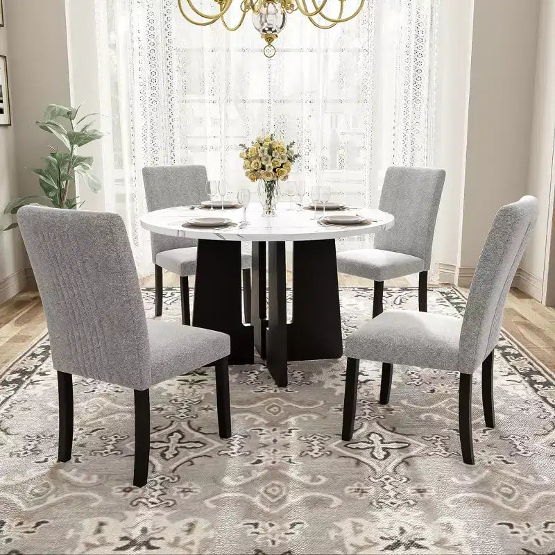 Ensemble table et chaises de salle à manger 5 pièces avec table de 109 cm, pour salle à manger, cuisine et salon