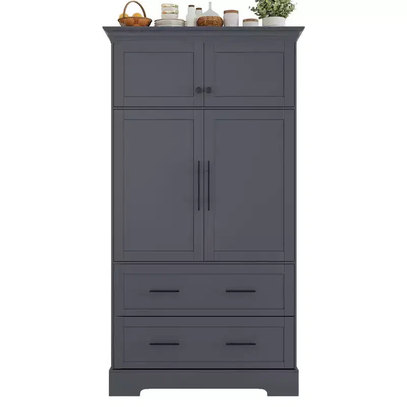 Meuble de rangement pour cuisine de ferme de 72 po, armoire de rangement de salle à manger autoportante avec tiroirs, plateaux coulissants et rangement pour moule à gâteau-Panipeachy