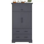 Meuble de rangement pour cuisine de ferme de 72 po, armoire de rangement de salle à manger autoportante avec tiroirs, plateaux coulissants et rangement pour moule à gâteau-Panipeachy